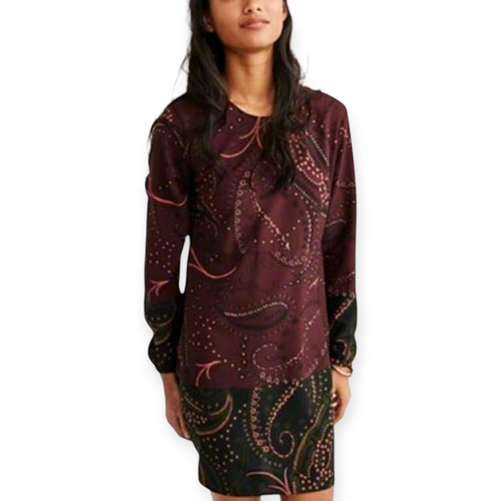 Abercrombie & Fitch Victorian Gothic Paisley Floral Long-Sleeved Dress Sz Mid